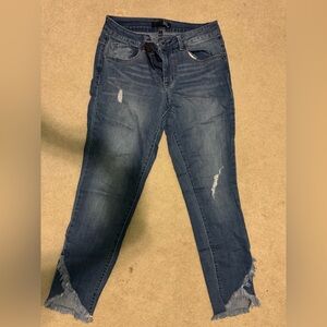 1822 Denim Blue Distressed Ankle Jeans